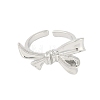 Bowknot Brass Open Cuff Ring for Women RJEW-M176-01A-P-2