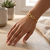 304 Stainless Steel Flat Sequin Chain Bracelets with Crystal Rhinestone with Moo Sun Star OT Clasps PL6562-2