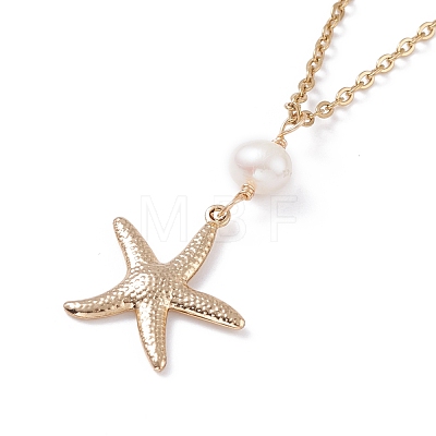 Starfish Pendant Neckelaces for Girl Women NJEW-JN03744-1