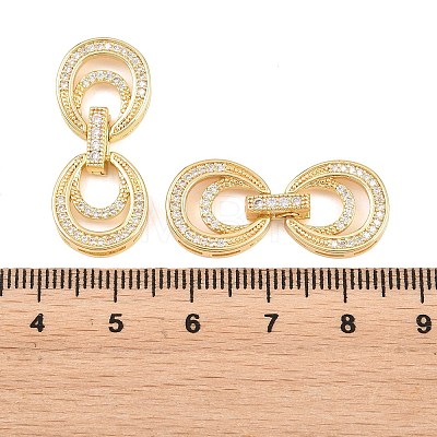 Brass Micro Pave Clear Cubic Zirconia Fold Over Clasps KK-C075-47G-1