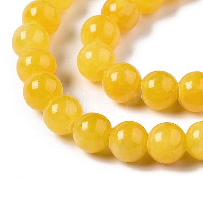 Natural Dyed Yellow Jade Gemstone Bead Strands X-G-R271-6mm-Y07-1