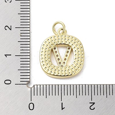 Rack Plating Brass Micro Pave Clear Cubic Zirconia Pendants KK-E102-33G-V-1