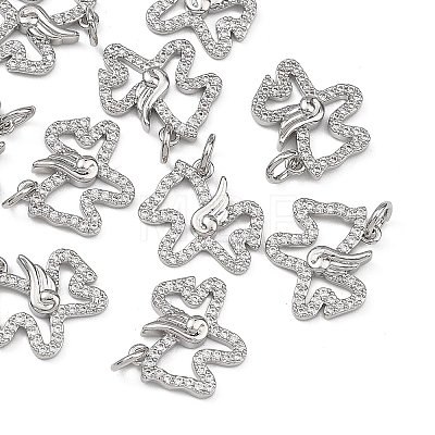 SHEGRACE Brass Micro Pave Clear Cubic Zirconia Charms XGRQ4S052-749P-1