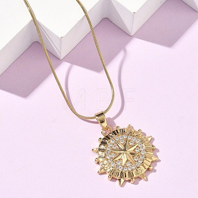 304 Stainless Steel Micro Pave Clear Cubic Zirconia Pendant Necklaces for Women NJEW-Z103-01G-09-1
