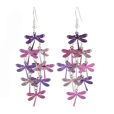 430 Stainless Steel Dragonfly Dangle Earrings EJEW-A137-04P-05-1
