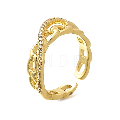 Rack Plating Brass Micro Pave Cubic Zirconia Cuff Finger Rings for Women RJEW-C117-02G-1