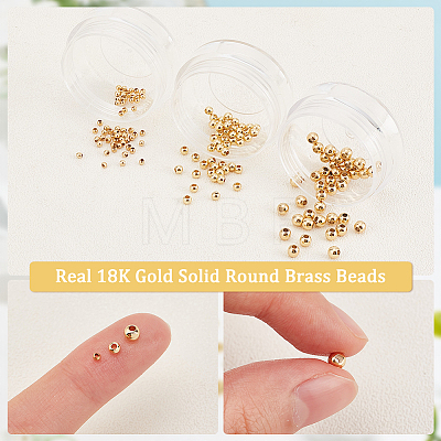 BENECREAT 150Pcs 3 Styles Solid Round Brass Beads KK-BC0013-05-1