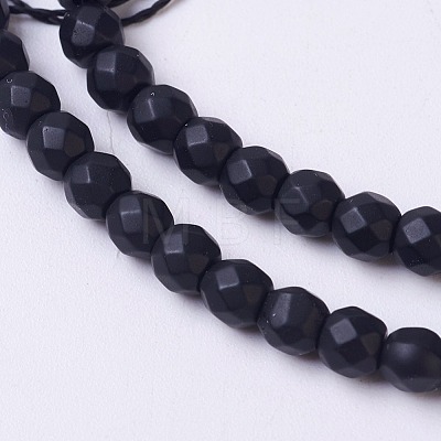 Synthetic Black Stone Beads Strands X-G-C059-4mm-1-1