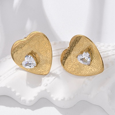 Brass & Glass & Plastic Stud Earrings EJEW-D302-03G-01A-1