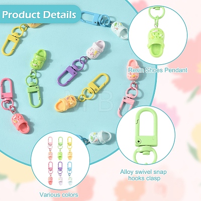 12Pcs 6 Colors Resin Shoes Pendant Decorations HJEW-YW00238-1