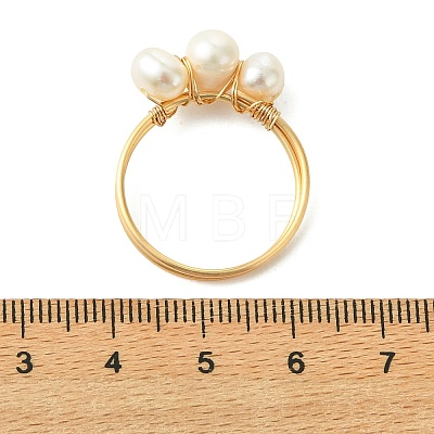 2Pcs 2 Colors Copper Wired Natural Pearl Finger Rings RJEW-JR01036-1