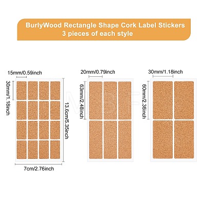 Rectangle Shape Cork Label Stickers AJEW-BC0006-26-1