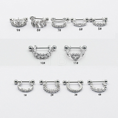 Titanium Steel Clear Cubic Zirconia Nipple Stirrups WG352FA-07-1