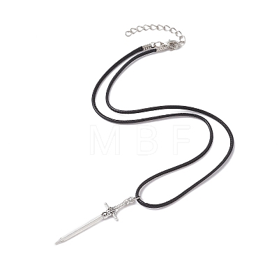 Alloy Sword Pendant Necklace with Waxed Cords NJEW-JN04473-1