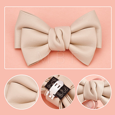 Leather Bowknot Shoe Decorations AJEW-WH0323-23A-1