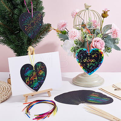 DIY Valentine's Day Heart Scratch Art AJEW-WH0308-909-1