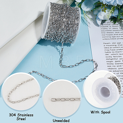 5M 304 Stainless Steel Paperclip Chains CHS-BM0001-09-1