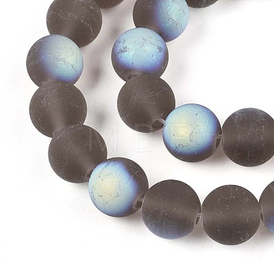 Frosted Transparent Glass Beads Strands GLAA-T032-T10mm-MBB02-1