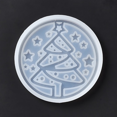 DIY Christmas Tree Pattern Cup Mat Silicone Molds DIY-E055-15-1