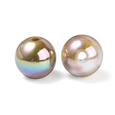 UV Plating Rainbow Iridescent Acrylic Beads OACR-F004-04B-1