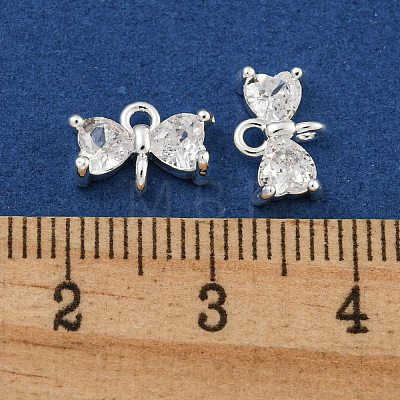 Brass Pave Clear Cubic Zirconia Connector Charms KK-B096-04S-1