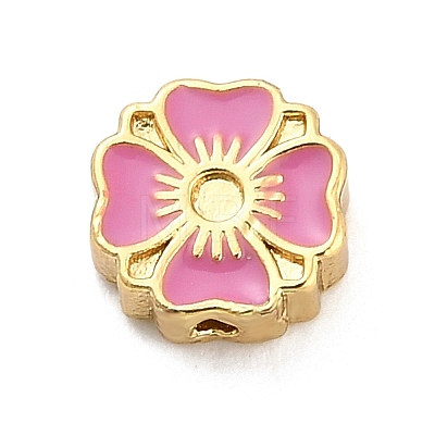 Flower Brass Enamel Bead Rhinestone Settings KK-H527-01G-03-1