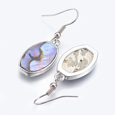 Abalone Shell/Paua Shell Dangle Earrings EJEW-P148-16-01-1