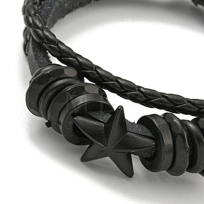PU Imitation Leather Cord Triple Layer Multi-strand Bracelets BJEW-P329-05A-EB-1