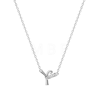 304 Stainless Steel Crystal Rhinestone Initial Pendant Necklaces FS-WGCEFCC-25-1
