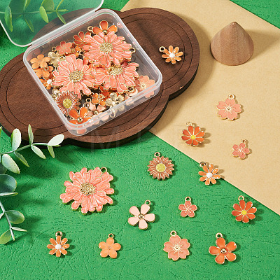 40Pcs 10 Styles Alloy Enamel Pendants ENAM-TA0004-09-1
