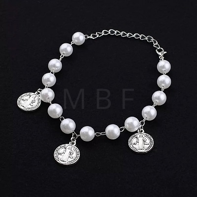 Iron Flat Round with  Saint Benedict Charm Bracelets HP3576-1