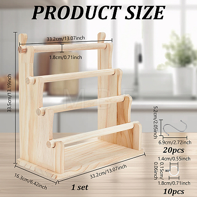 1 Set Multi-layer Wooden Jewelry Display Riser Stands for Stickers ODIS-NB0001-73-1
