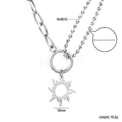 304 Stainless Steel Sun Pendant Necklaces for Women WGEC704-01-1
