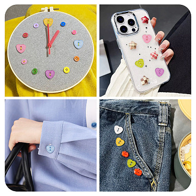 30Pcs 6 Colors Resin Buttons BUTT-TA0001-57-1