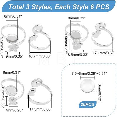 Unicraftale DIY Flat Round Blank Dome Cuff Ring Making Kit STAS-UN0039-46-1