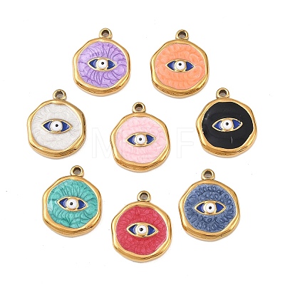 304 Stainless Steel Enamel Pendants STAS-P425-01G-08-1