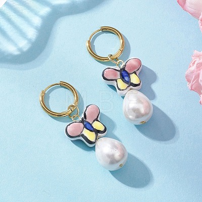 304 Stainless Steel Butterfly Hoop Earrings EJEW-JE06746-1