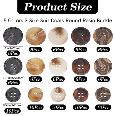 110Pcs 15 Styles Resin Button BUTT-CY0001-41-1