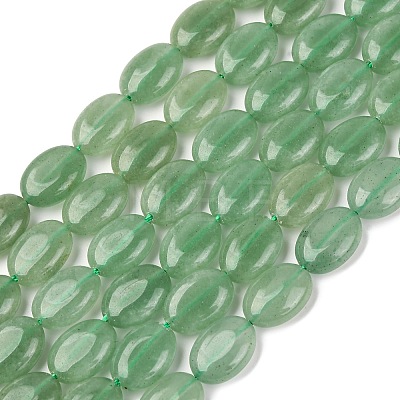 Natural Green Aventurine Flat Oval Bead Strands G-M206-22-1