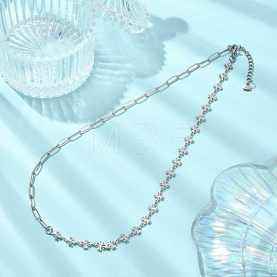 Saint Patrick's Day 304 Stainless Steel Clover Link Chain and Paperclip Chain Necklaces for Women NJEW-JN06170-1