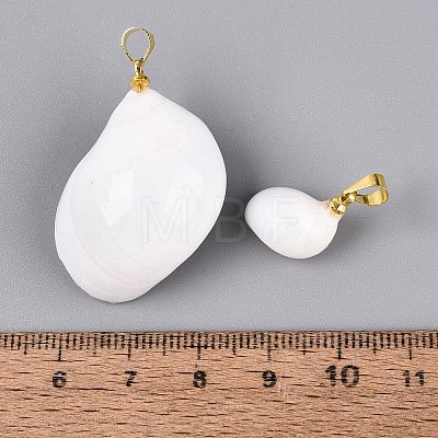 Brass & Natural Spiral Shell Pendants SHEL-Q029-12KCG-1