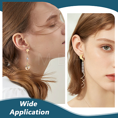 60Pcs 2 Styles Star & Moon 304 Stainless Steel Stud Earring Findings EJEW-PH0001-62-1