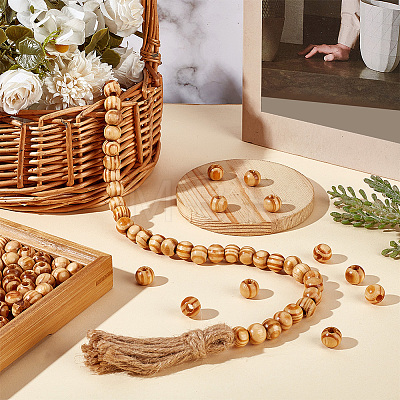 120Pcs Pinewood Large Hole European Beads WOOD-OC0003-81A-1