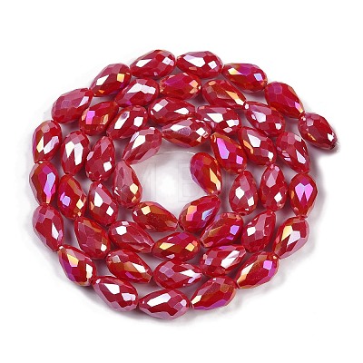 Opaque Solid Color Electroplate Glass Beads Strands EGLA-N013-P8mm-B07-1