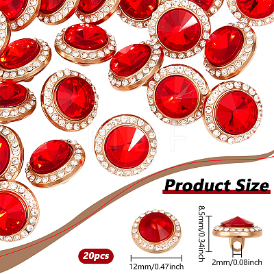 20Pcs 1-Hole Flat Round Zinc Alloy Rhinestones Buttons ALRI-NB0001-20A-1