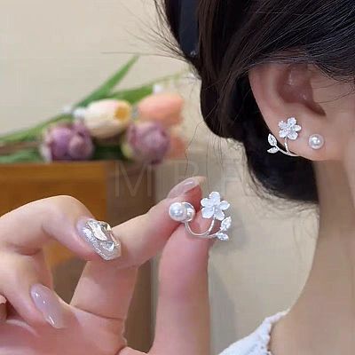 Alloy & Plastic Pearl Stud Earrings FS-WG98E52-01-1