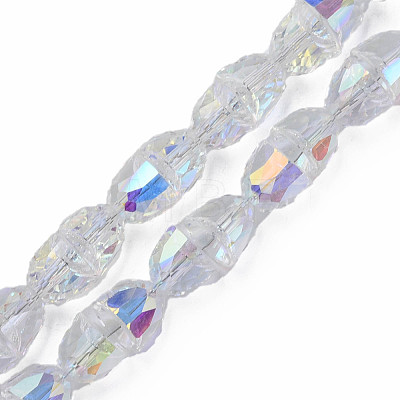 Electroplate Transparent Glass Beads Strands EGLA-N002-35-C07-1