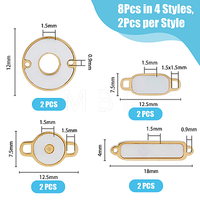 8Pcs 4 Styles 304 Stainless Steel Connector Charms with Shell STAS-DC0014-58-1