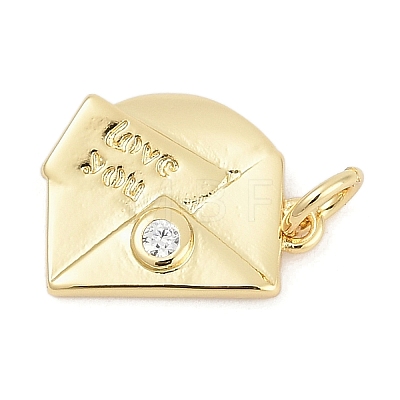 Brass Micro Pave Clear Cubic Zirconia Charms KK-G522-31G-1