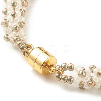 Glass Seed Beaded Bracelet with Brass Magnetic Clasps BJEW-JB07801-03-1